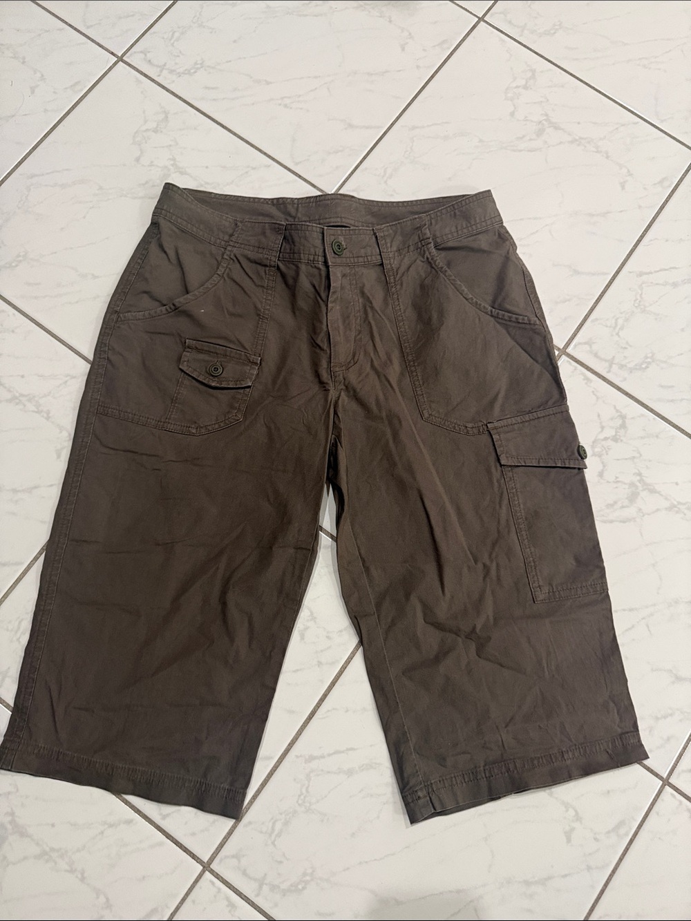 Women's Brown Cargo Capris - Utility Pocket Capris